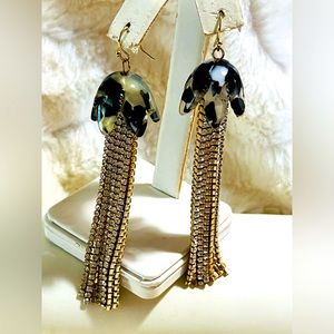 New Rhinestone Tassel Flower Earrings
